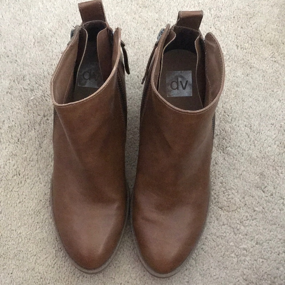 Brown faux leather booties